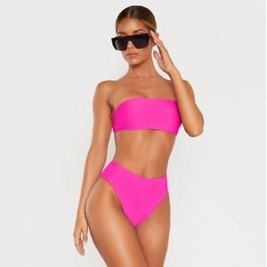 PrettyLittleThing Ribbed Bandeau Bikini Set